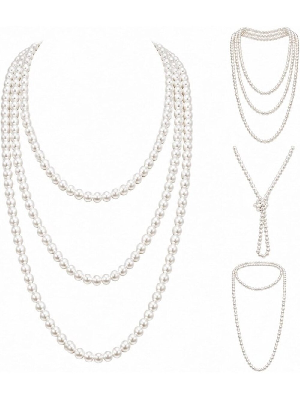 Elegant 1920s Long Pearl Necklace for Women - Vintage Costume Jewelry Gift